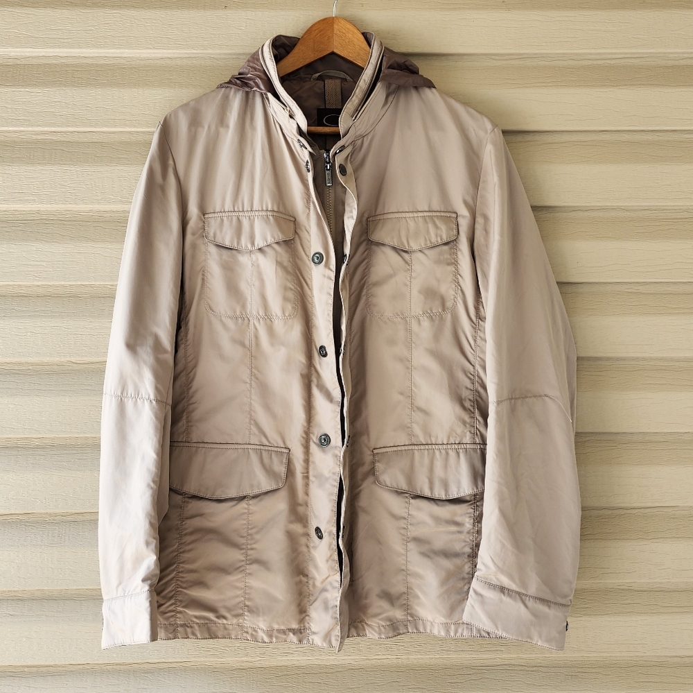 Men's Gimo Beige Hooded Rain Jacket